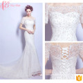 Moderno Puffy Tulle Sexy Mermaid Cap Sleeve Soft Net Wedding Dress